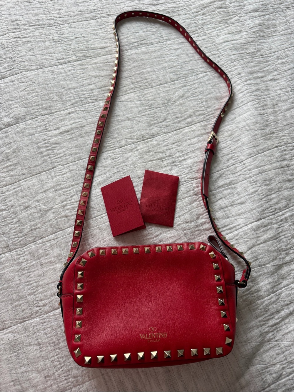 Valentino Garavani Red Leather Rockstud Crossbody Bag
